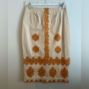 Anthropologie Verona Embroidered Pencil Skirt